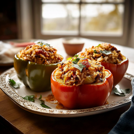 Stuffed Bell Peppers with Rice and Beans