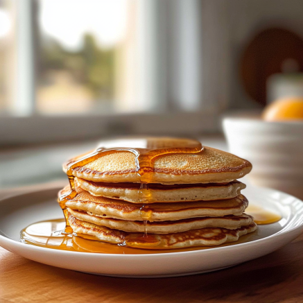 Fluffy pancakes with maple syrup