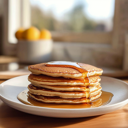 Fluffy pancakes with maple syrup
