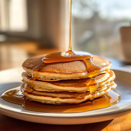 Fluffy pancakes with maple syrup