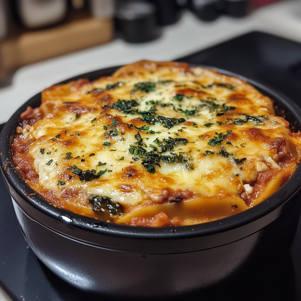 Spinach Ricotta Slow Cooker Lasagna