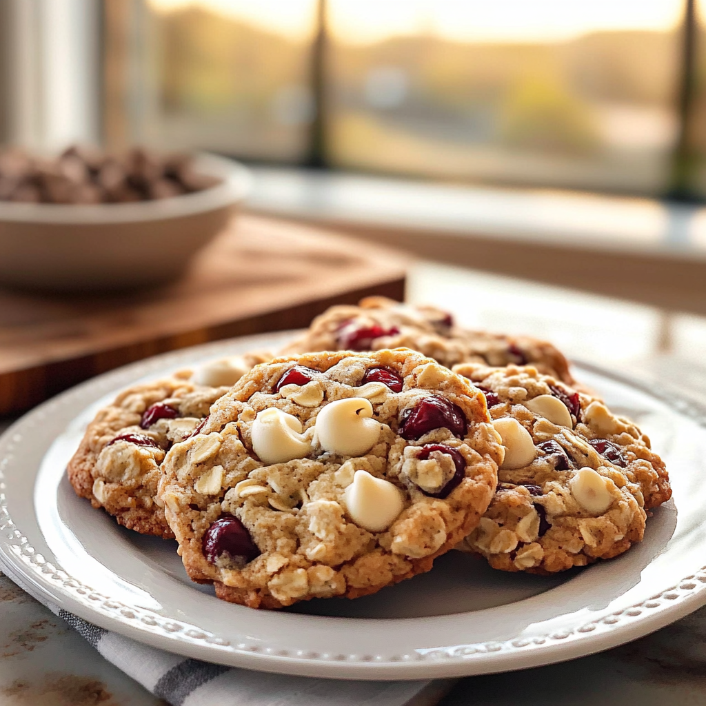 White Chocolate Cherry Oatmeal Cookies