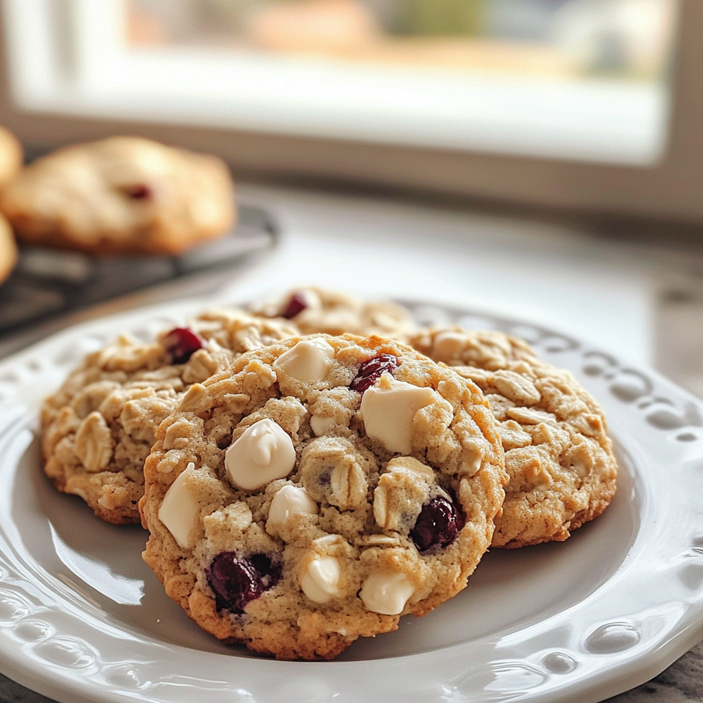 White Chocolate Cherry Oatmeal Cookies
