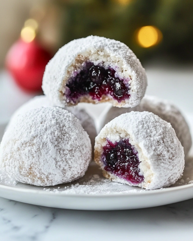 Blueberry Almond Snowball Cookies