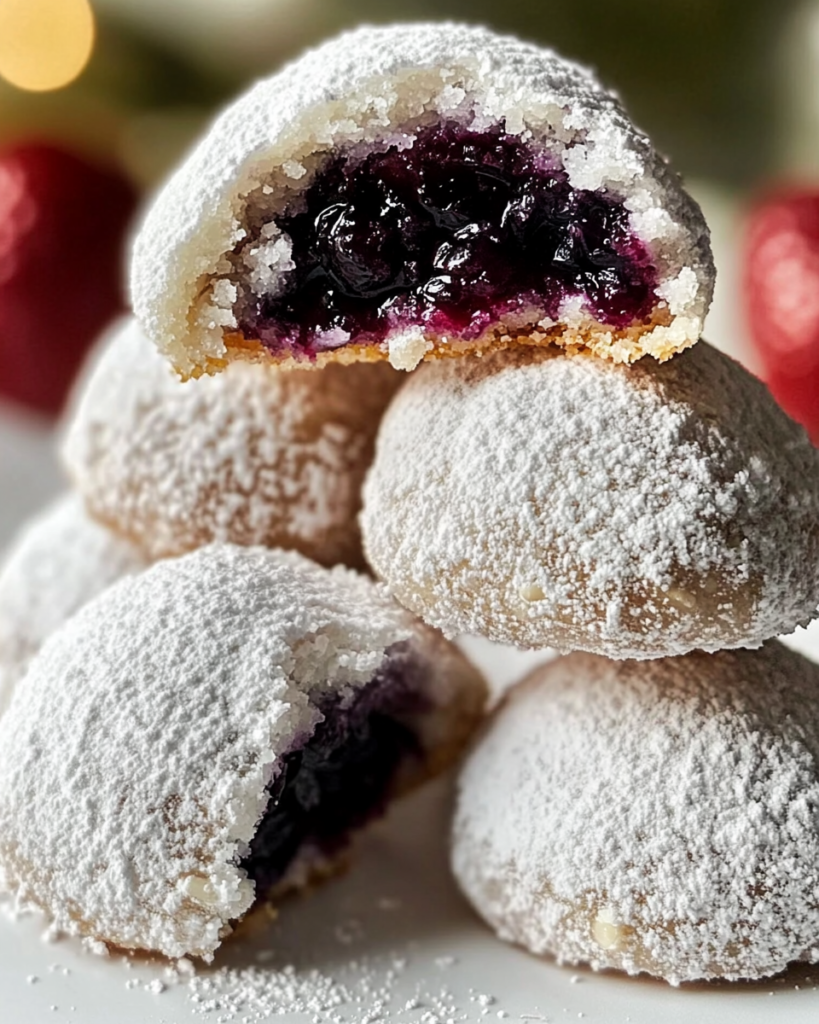 Blueberry Almond Snowball Cookies