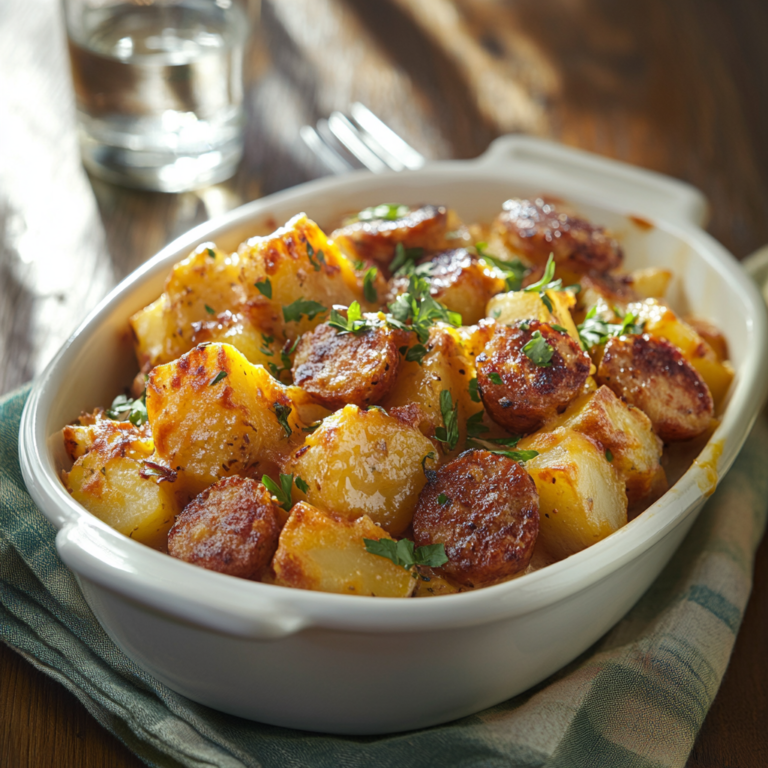 Cheesy Ranch Potatoes and Sausage Bake
