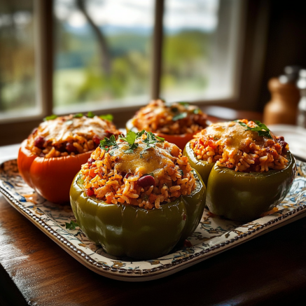 Stuffed Bell Peppers with Rice and Beans
