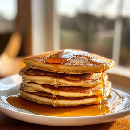 Fluffy pancakes with maple syrup