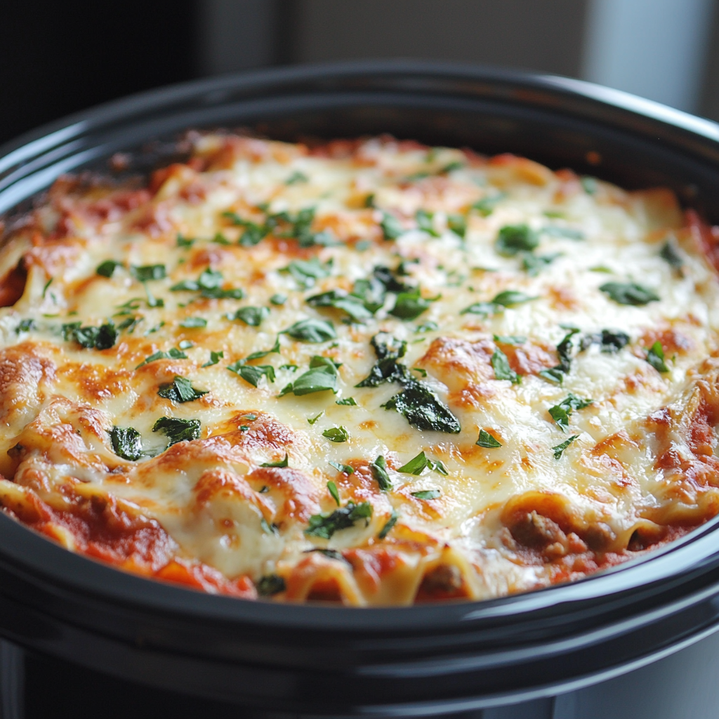 Spinach Ricotta Slow Cooker Lasagna