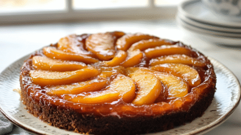 Peach upside-down cake recipe