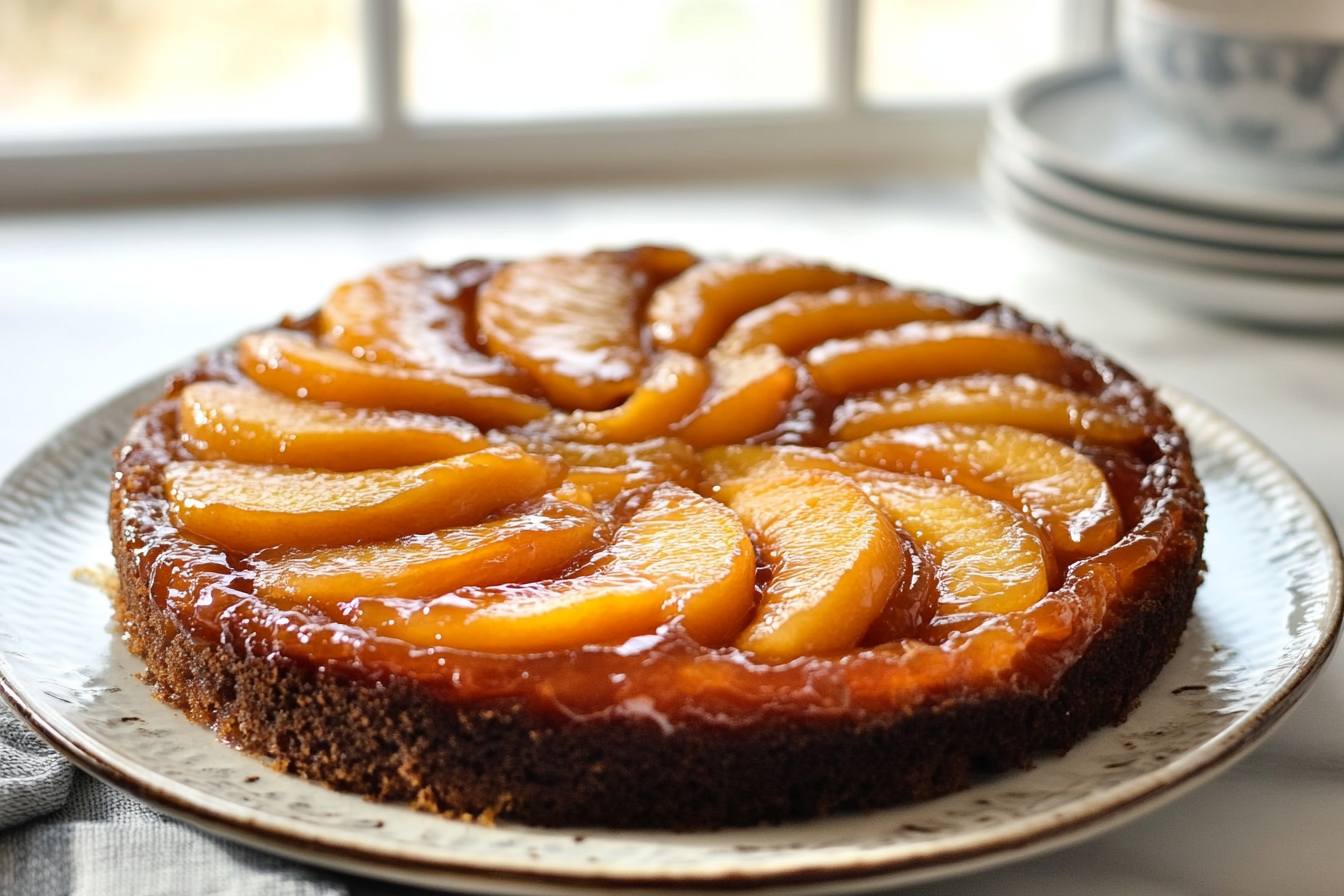 Peach upside-down cake recipe
