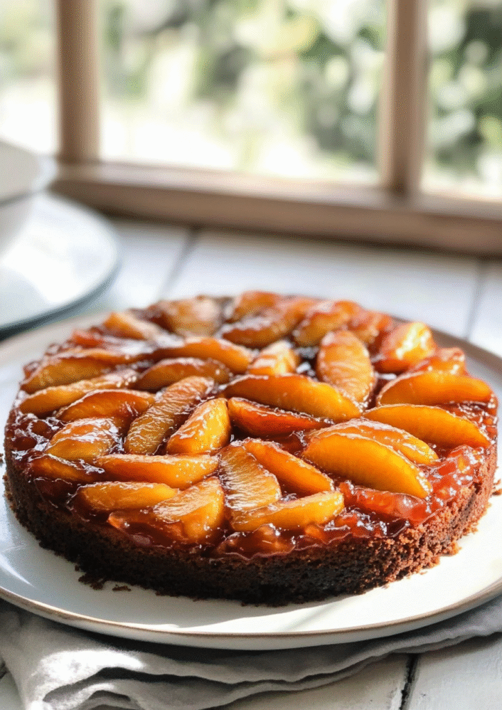 Peach upside-down cake recipe