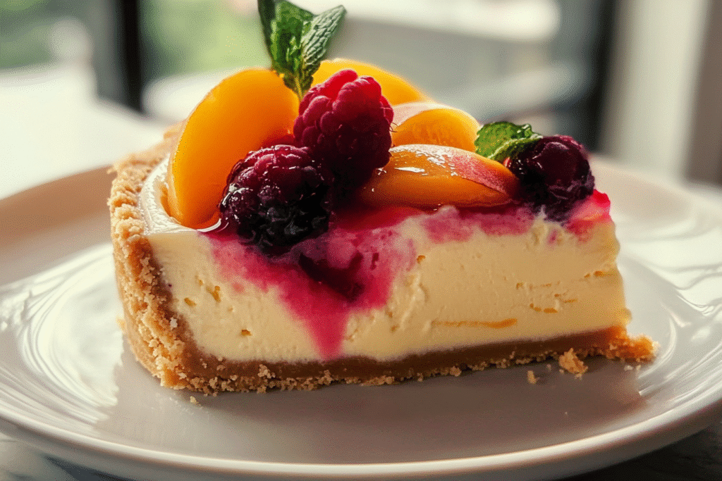 Summer Berry Peach Cheesecake