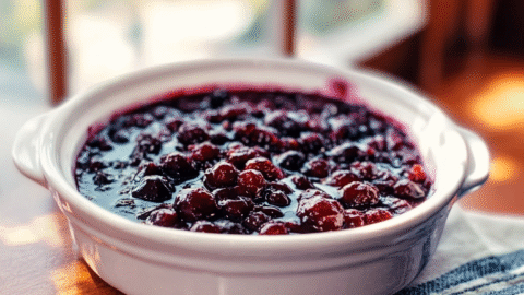 Huckleberry maple syrup compote