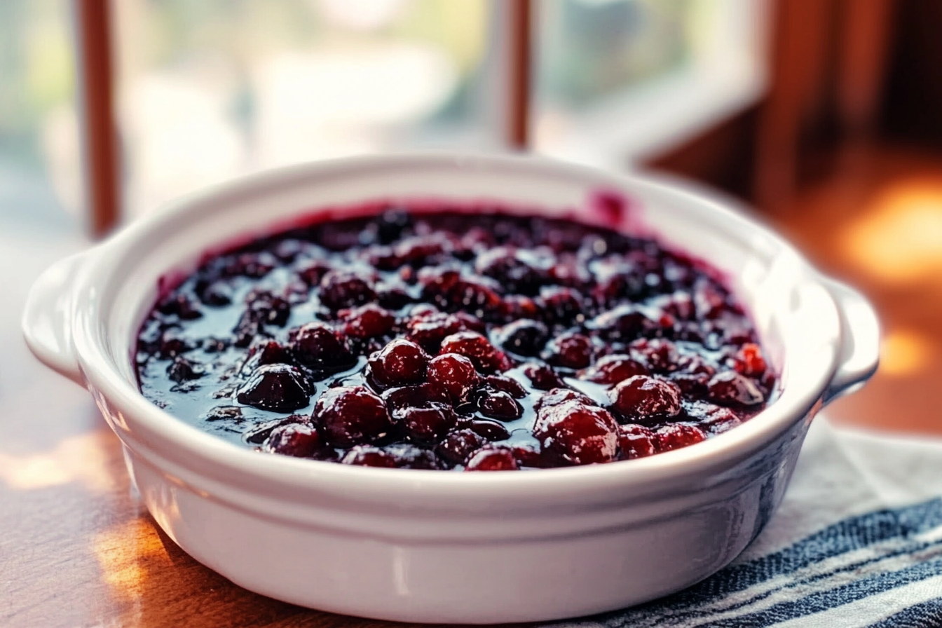 Huckleberry maple syrup compote