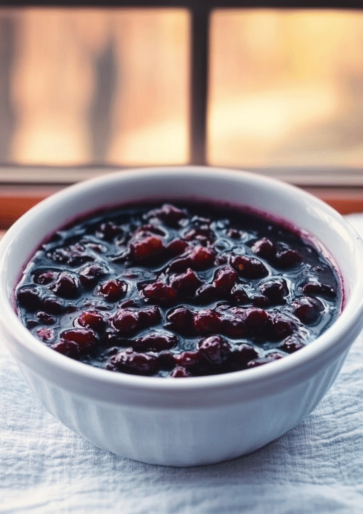 Huckleberry maple syrup compote