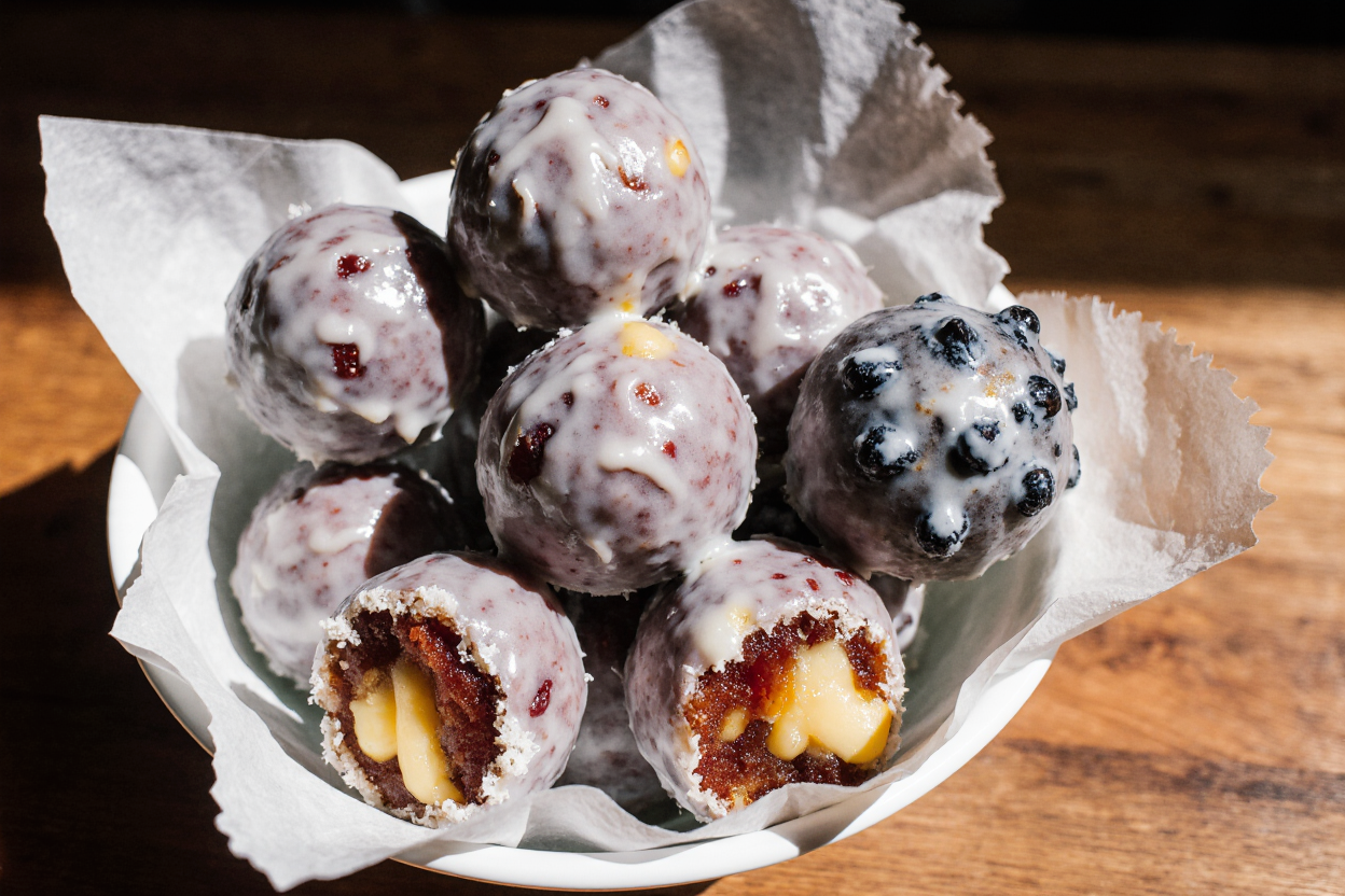 Blueberry Lemon Curd Donut Holes