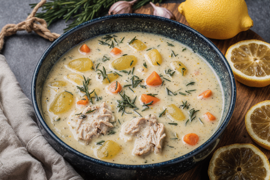 Mediterranean Lemon Chicken Soup