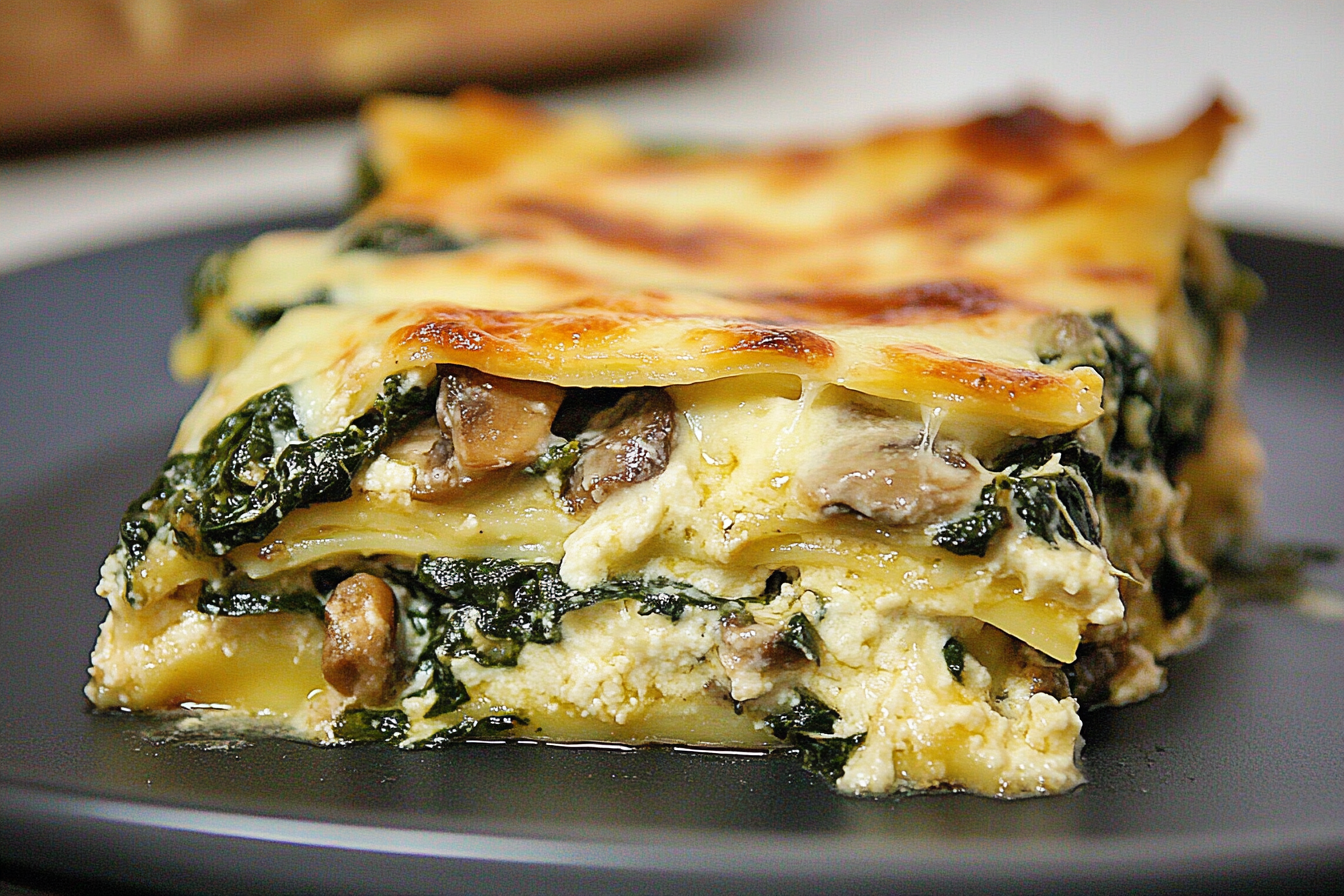 Creamy Spinach Mushroom Lasagna