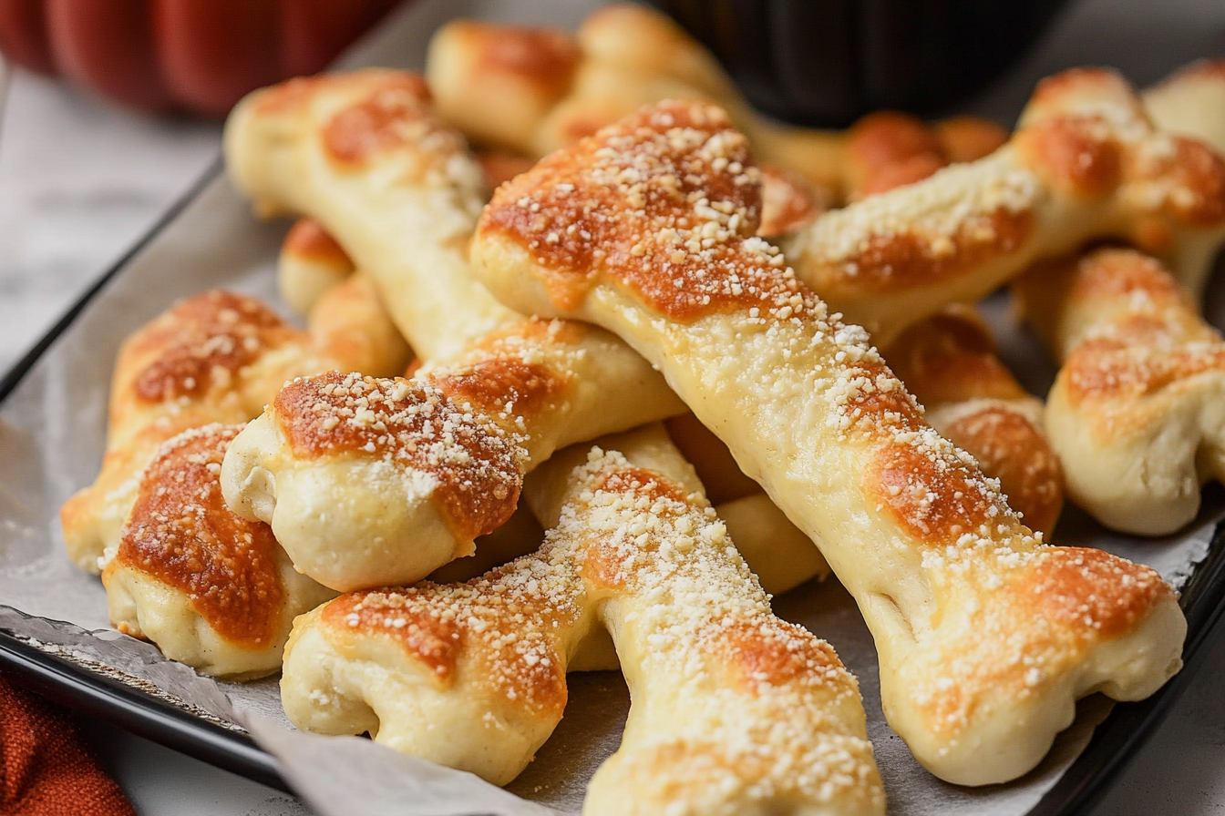 Cheesy Halloween Breadstick Bones