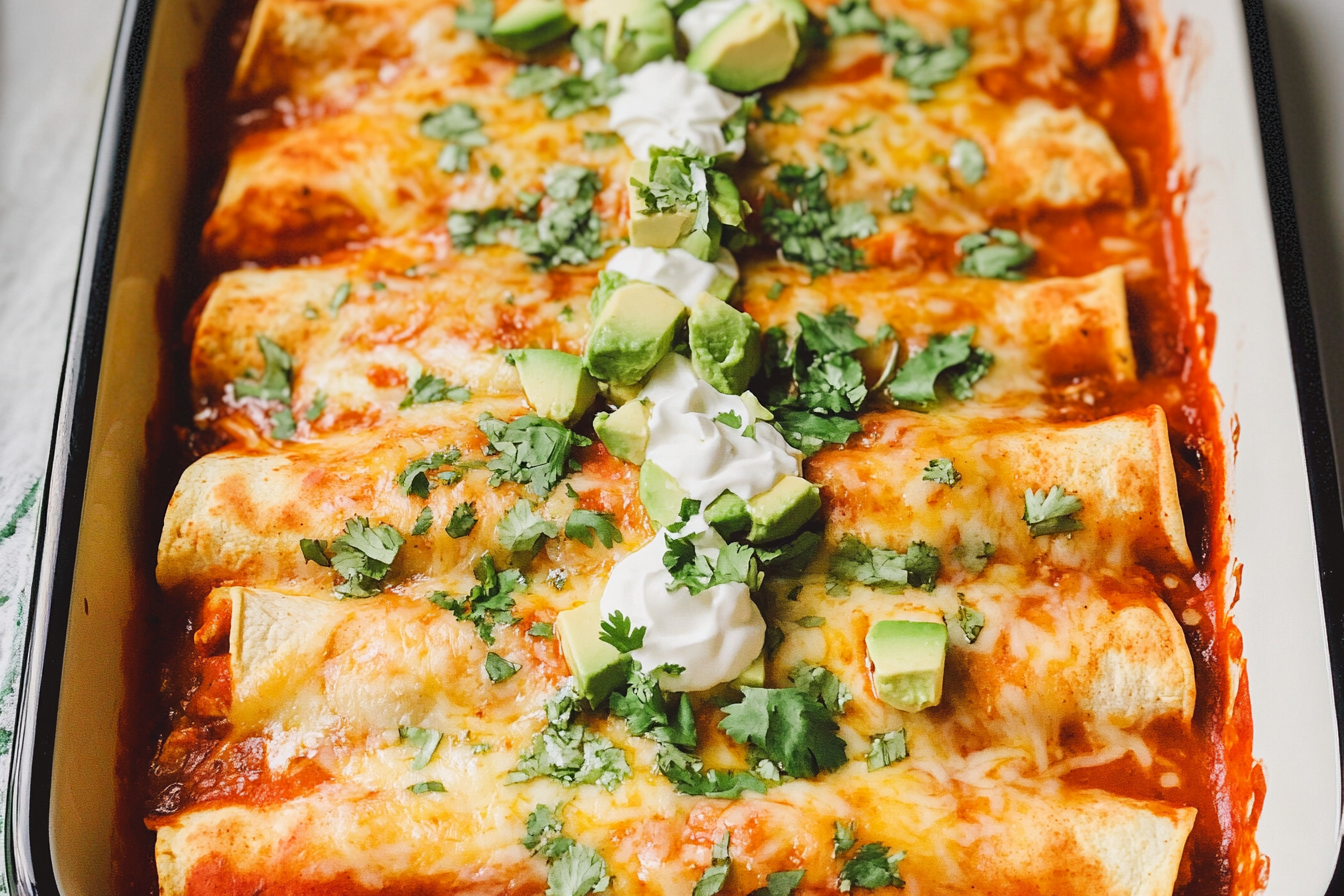 Shredded Chicken Enchiladas with Sour Cream Sauce