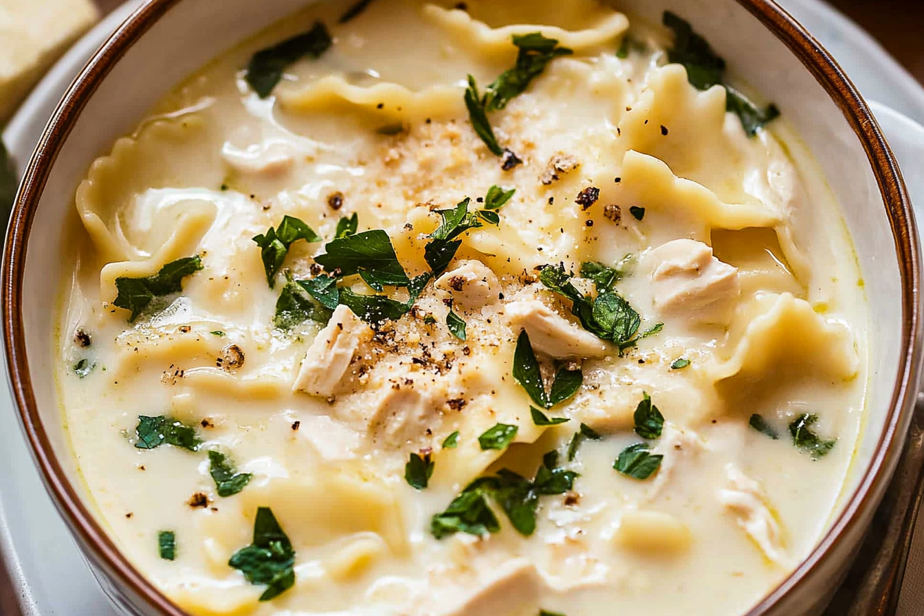 White Chicken Lasagna Soup
