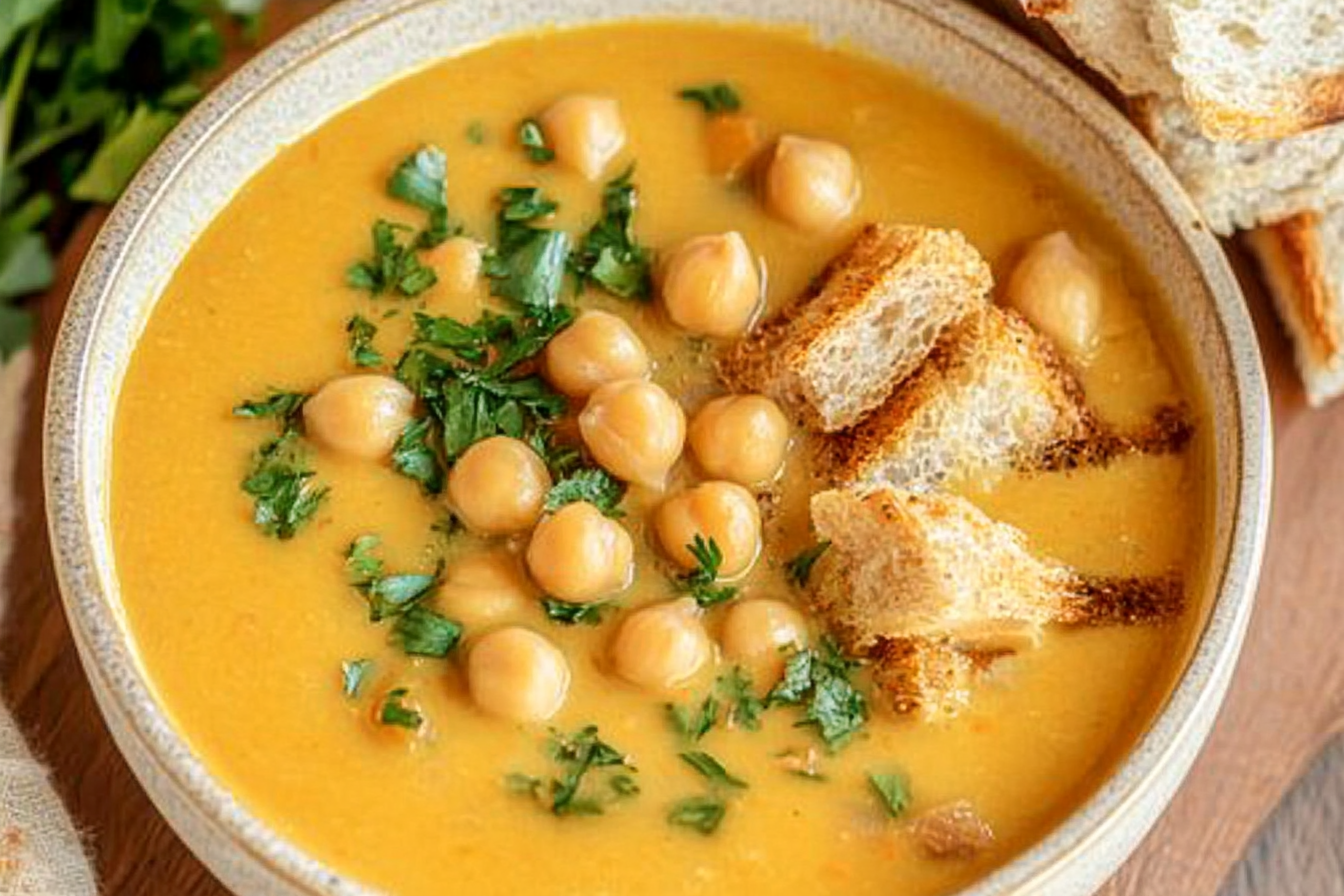 Creamy Garlic Chickpea Soup
