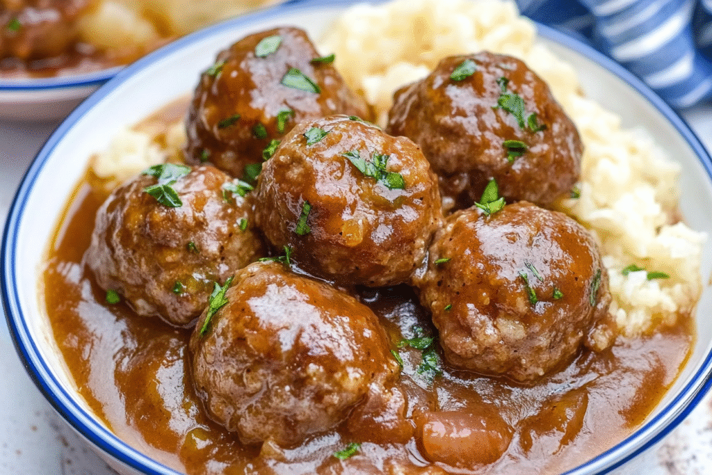 Slow Cooker Salisbury Steak Meatballs