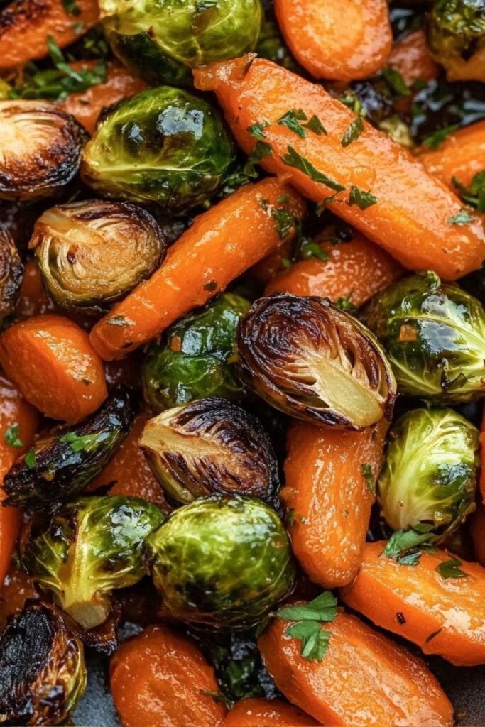 Maple Glazed Carrots and Brussels Sprouts