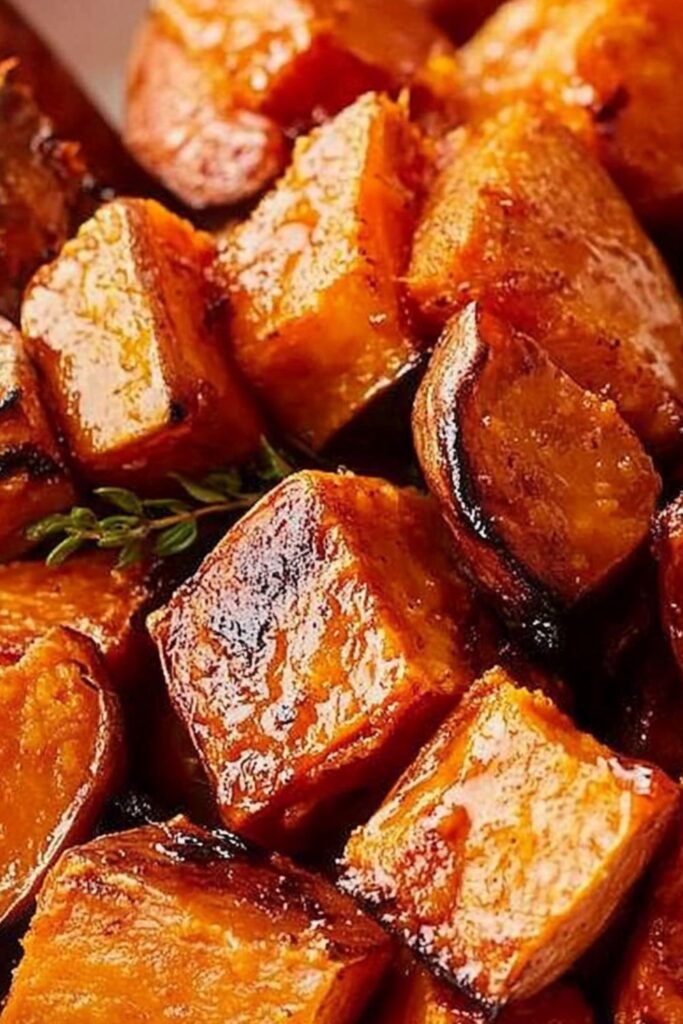 Roasted sweet potatoes with cinnamon and honey