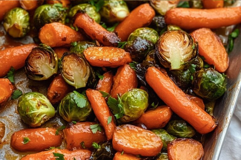Maple Glazed Carrots and Brussels Sprouts