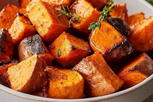 Roasted sweet potatoes with cinnamon and honey